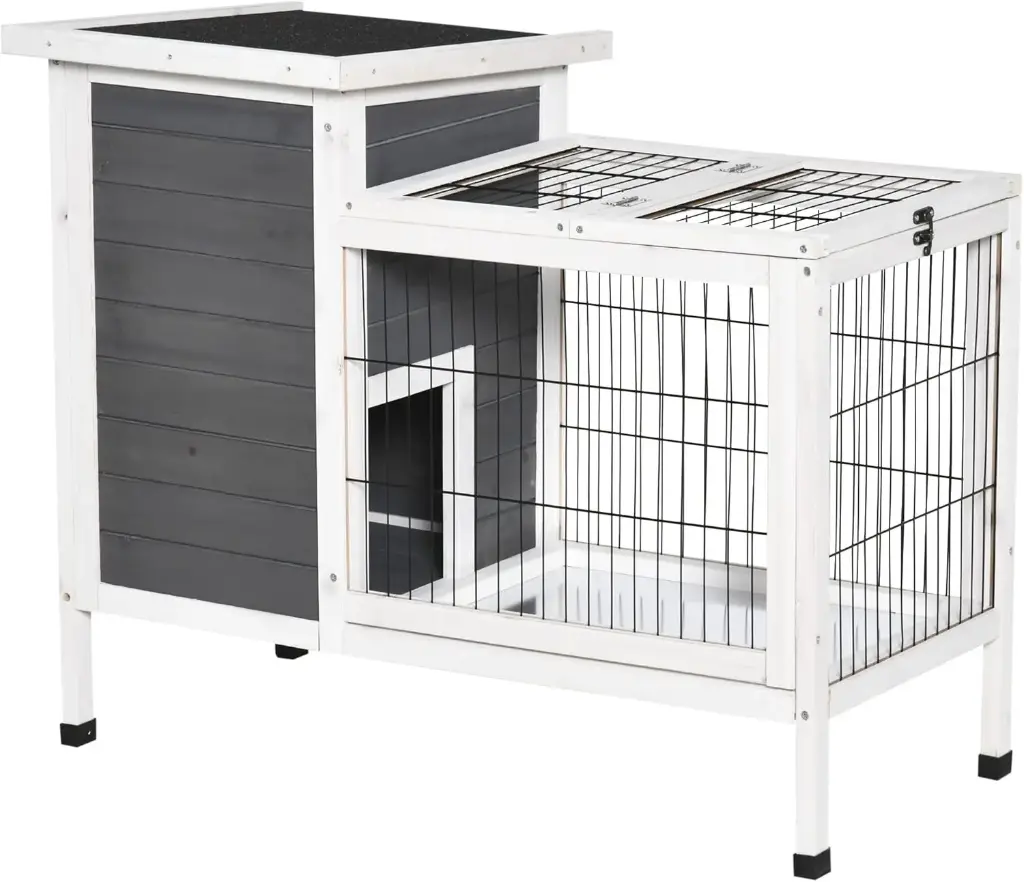 Two-Tier Wooden Rabbit Cage